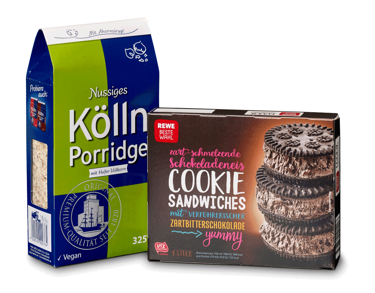WSQF Referenzen Faltschachtel Koelln Porridge Cookie Sandwiches